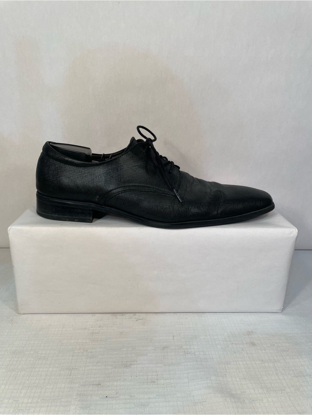 Calvin Klein Classic Black Men's Leather Dress Shoes - Lace-Up Oxford -Gunther - Picture 7 of 9